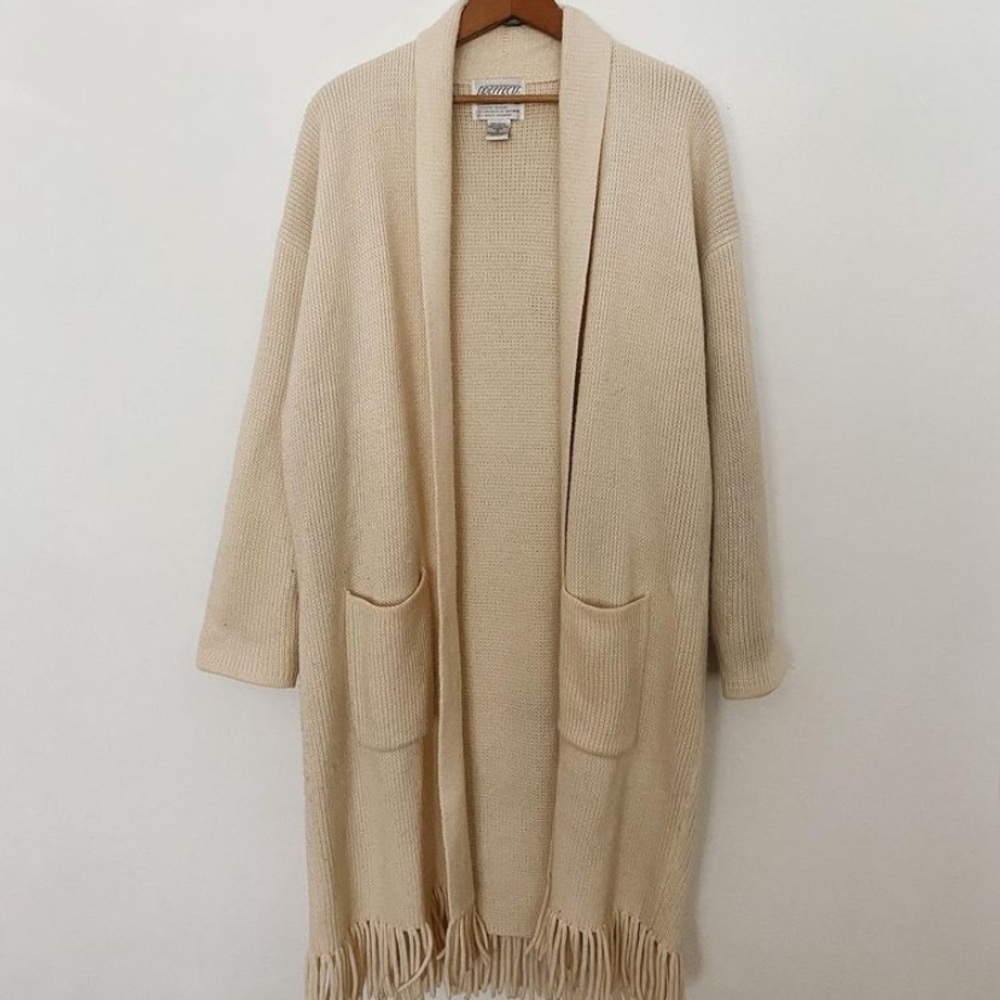 Off white vintage knit sweater, long